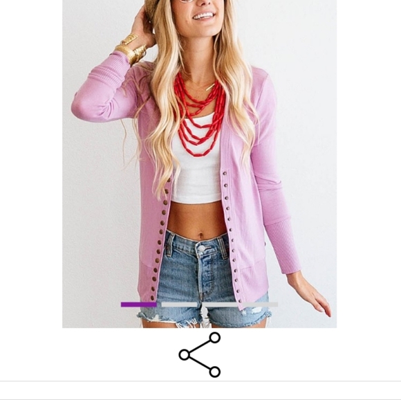 Mauve Snap-Button Cardigan (NWOT) - Picture 1 of 4